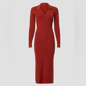 Marine Layer Lexi Rib Polo Dress | Burnt Henna